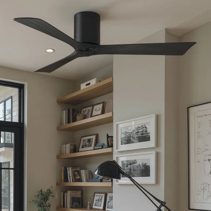 UMC9226 Modern Indoor/Outdoor Ceiling Fan, 10" H x 52" W x 52" D, Matte Black Finish, Aerwyn Collection — Urban Ambiance LED Lighting Controls 30.2W 