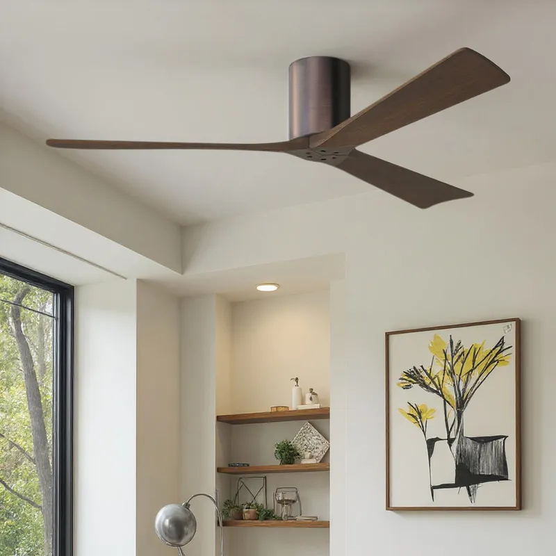 UMC9224 Modern Indoor/Outdoor Ceiling Fan, 10" H x 60" W x 60" D, Brushed Bronze Finish, Aerwyn Collection — Urban Ambiance LED Lighting Controls 30.5W 
