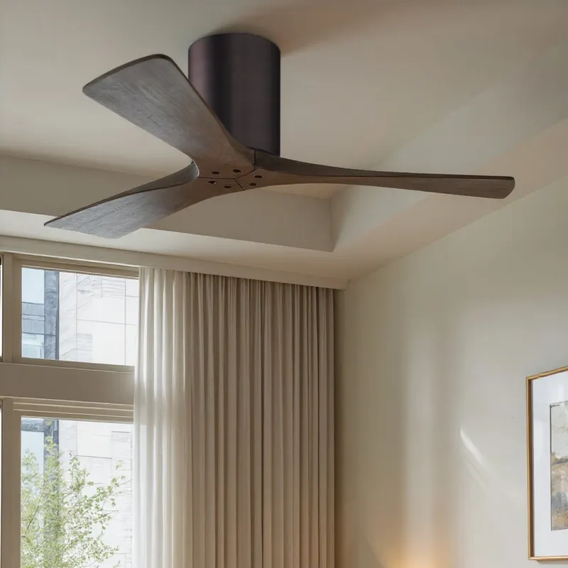 UMC9222 Modern Indoor/Outdoor Ceiling Fan, 10" H x 42" W x 42" D, Brushed Bronze Finish, Aerwyn Collection — Urban Ambiance LED Lighting Controls 28.4W 