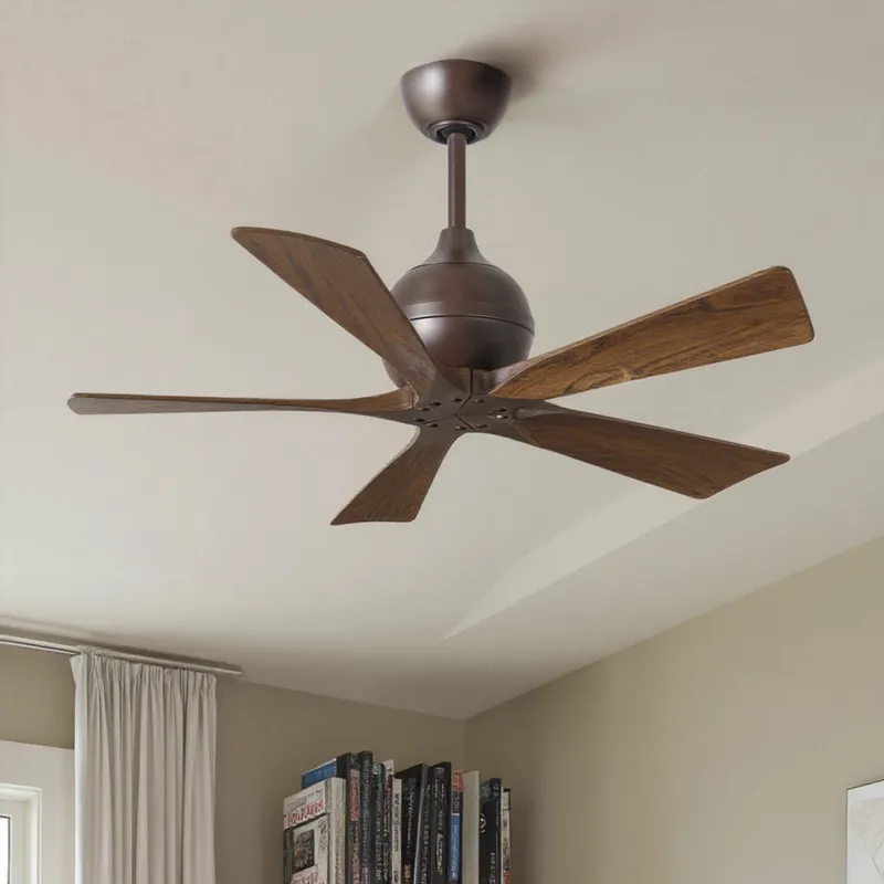 UMC9208 Traditional Indoor/Outdoor Ceiling Fan, 12" (Plus Downrod) H x 42" W x 42" D, Textured Bronze Finish, Whisora Collection — Urban Ambiance LED Lighting Controls 25.3W 