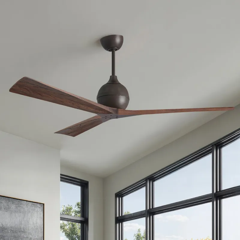 UMC9206 Traditional Indoor/Outdoor Ceiling Fan, 12" (Plus Downrod) H x 72" W x 72" D, Textured Bronze Finish, Whisora Collection — Urban Ambiance LED Lighting Controls 33.0W 
