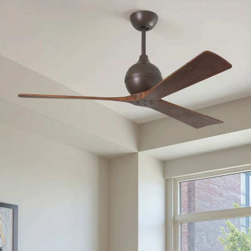 UMC9205 Farmhouse Indoor/Outdoor Ceiling Fan, 12" (Plus Downrod) H x 60" W x 60" D, Textured Bronze Finish, Whisora Collection — Urban Ambiance LED Lighting Controls 31.7W 