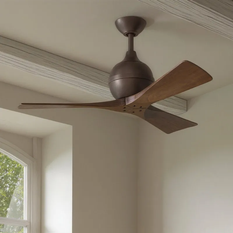 UMC9203 Colonial Indoor/Outdoor Ceiling Fan, 12" (Plus Downrod) H x 42" W x 42" D, Textured Bronze Finish, Whisora Collection — Urban Ambiance LED Lighting Controls 178.0W 