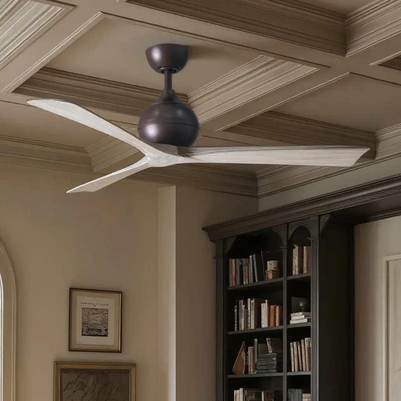 UMC9202 Contemporary Indoor/Outdoor Ceiling Fan, 12" (Plus Downrod) H x 60" W x 60" D, Textured Bronze Finish, Whisora Collection — Urban Ambiance LED Lighting Controls 31.7W 