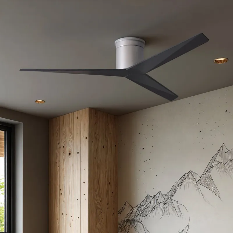 UMC9191 Minimalist Indoor/Outdoor Ceiling Fan, 10" H x 56" W x 56" D, Brushed Nickel Finish, Briswynne Collection — Urban Ambiance LED Lighting Controls 33.5W 