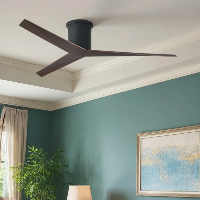 UMC9189 Modern Indoor/Outdoor Ceiling Fan, 10" H x 56" W x 56" D, Matte Black Finish, Briswynne Collection — Urban Ambiance LED Lighting Controls 33.5W 