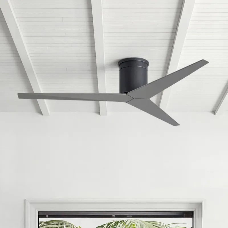 UMC9188 Modern Indoor/Outdoor Ceiling Fan, 10" H x 56" W x 56" D, Matte Black Finish, Briswynne Collection — Urban Ambiance LED Lighting Controls 33.5W 