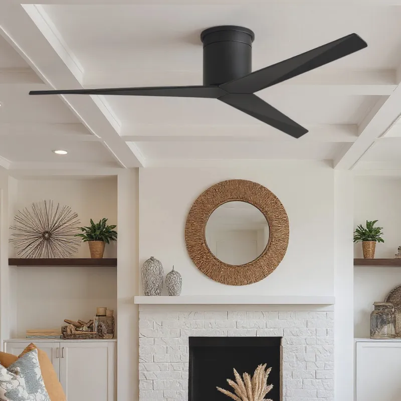 UMC9187 Minimalist Indoor/Outdoor Ceiling Fan, 10" H x 56" W x 56" D, Matte Black Finish, Briswynne Collection — Urban Ambiance LED Lighting Controls 33.5W 