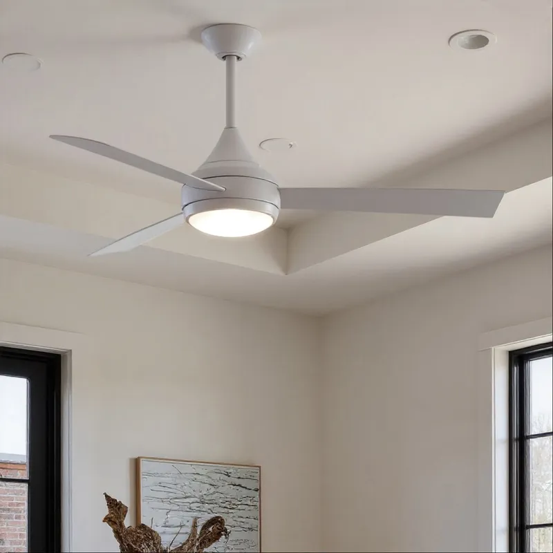 UMC9179 Minimalist Indoor/Outdoor Ceiling Fan, 9" (Plus Downrod) H x 52" W x 52" D, Gloss White Finish, Asquell Collection — Urban Ambiance LED Post Top Lights 58.6W 3017K