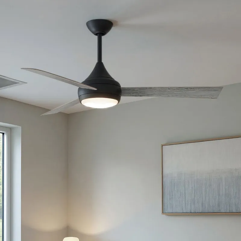 UMC9174 Modern Indoor/Outdoor Ceiling Fan, 9" (Plus Downrod) H x 52" W x 52" D, Matte Black Finish, Asquell Collection — Urban Ambiance LED Post Top Lights 58.6W 3017K