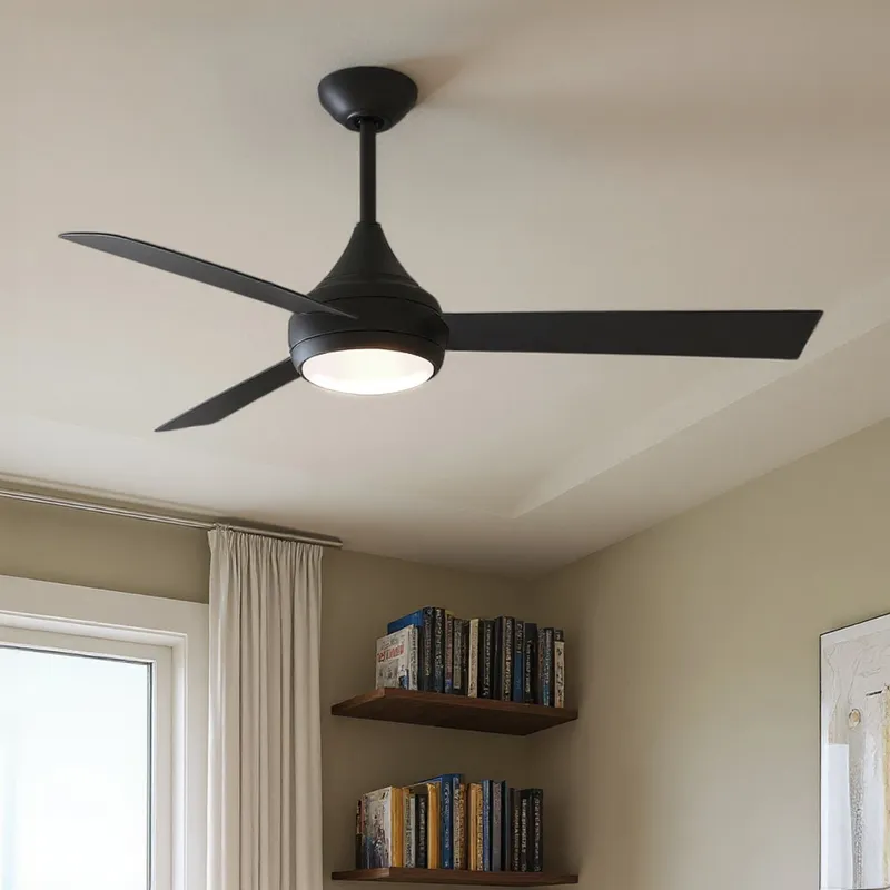 UMC9173 Modern Indoor/Outdoor Ceiling Fan, 9" (Plus Downrod) H x 52" W x 52" D, Matte Black Finish, Asquell Collection — Urban Ambiance LED Post Top Lights 58.6W 3017K