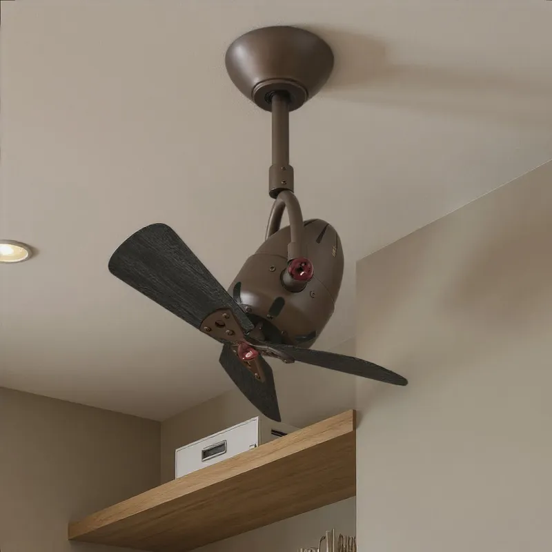 UMC9159 Craftsman Indoor/Outdoor Ceiling Fan, 12" (Plus Downrod) H x 16" W x 16" D, Textured Bronze Finish, Surnica Collection — Urban Ambiance LED Lighting Controls 50.8W 