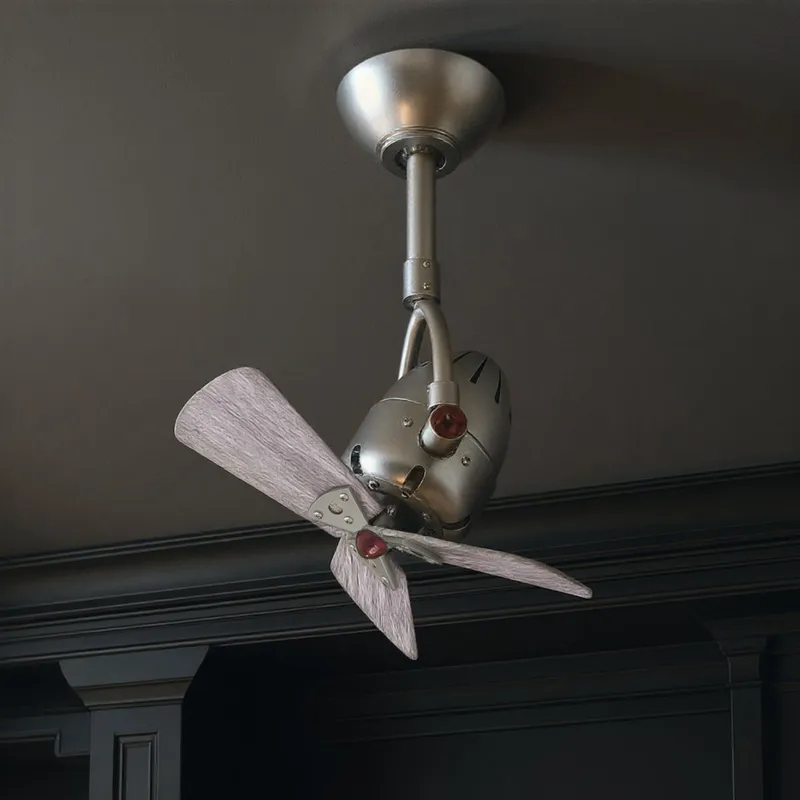 UMC9154 Craftsman Indoor/Outdoor Ceiling Fan, 12" (Plus Downrod) H x 16" W x 16" D, Brushed Nickel Finish, Surnica Collection — Urban Ambiance LED Lighting Controls 50.8W 