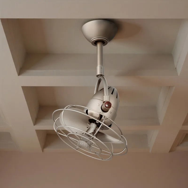 UMC9152 Craftsman Indoor/Outdoor Ceiling Fan, 14" (Plus Downrod) H x 13" W x 13" D, Brushed Nickel Finish, Surnica Collection — Urban Ambiance LED Lighting Controls 46.1W 
