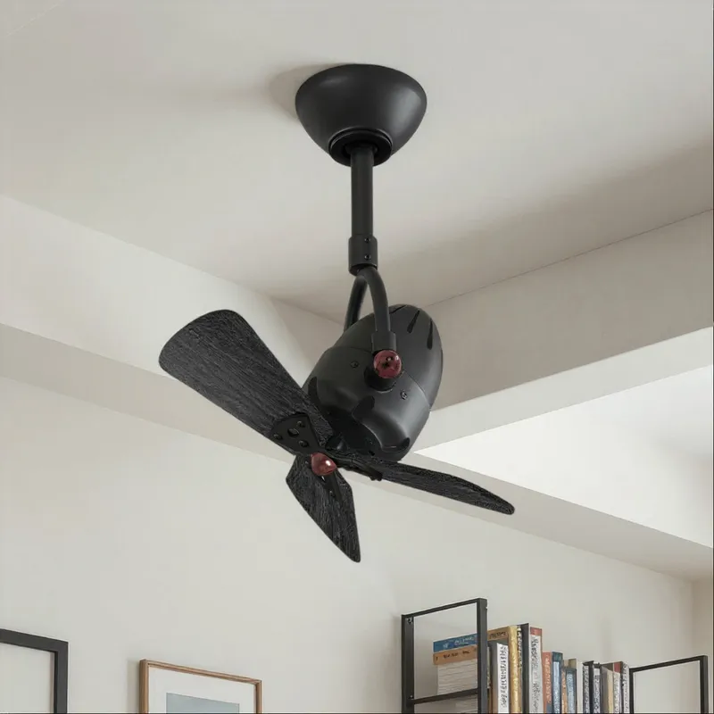 UMC9151 Farmhouse Indoor/Outdoor Ceiling Fan, 12" (Plus Downrod) H x 16" W x 16" D, Matte Black Finish, Surnica Collection — Urban Ambiance LED Lighting Controls 50.8W 
