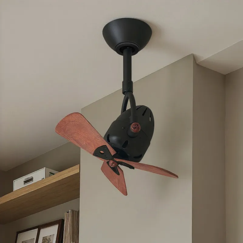 UMC9150 Modern Farmhouse Indoor/Outdoor Ceiling Fan, 12" (Plus Downrod) H x 16" W x 16" D, Matte Black Finish, Surnica Collection — Urban Ambiance LED Lighting Controls 50.8W 