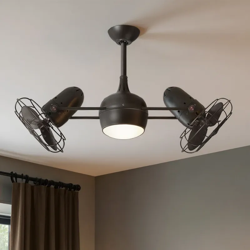 UMC9141 Industrial Indoor/Outdoor Ceiling Fan, 14" (Plus Downrod) H x 40" W x 40" D, Textured Bronze Finish, Quenlorra Collection — Urban Ambiance LED Post Top Lights 80.6W 2997K