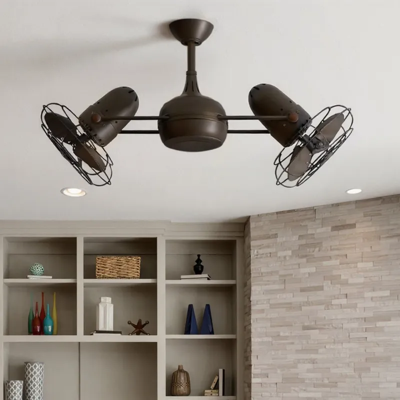UMC9140 Americana Indoor/Outdoor Ceiling Fan, 14" (Plus Downrod) H x 40" W x 40" D, Textured Bronze Finish, Quenlorra Collection — Urban Ambiance LED Lighting Controls 80.7W 
