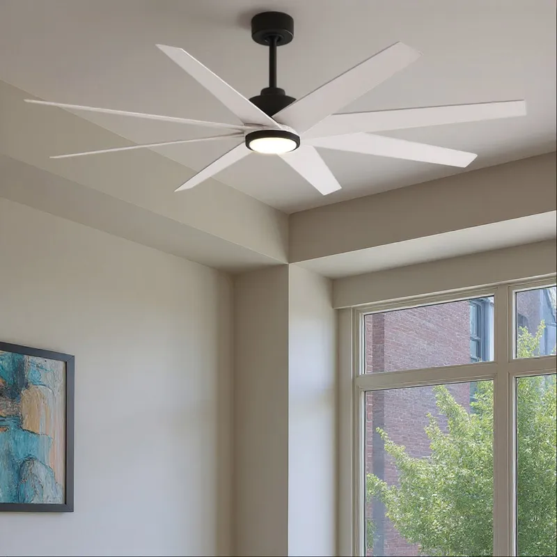 UMC9120 Colonial Indoor/Outdoor Ceiling Fan, 9" (Plus Downrod) H x 64" W x 64" D, Matte Black Finish, Brivelle Collection — Urban Ambiance LED Post Top Lights 33.1W 2700K