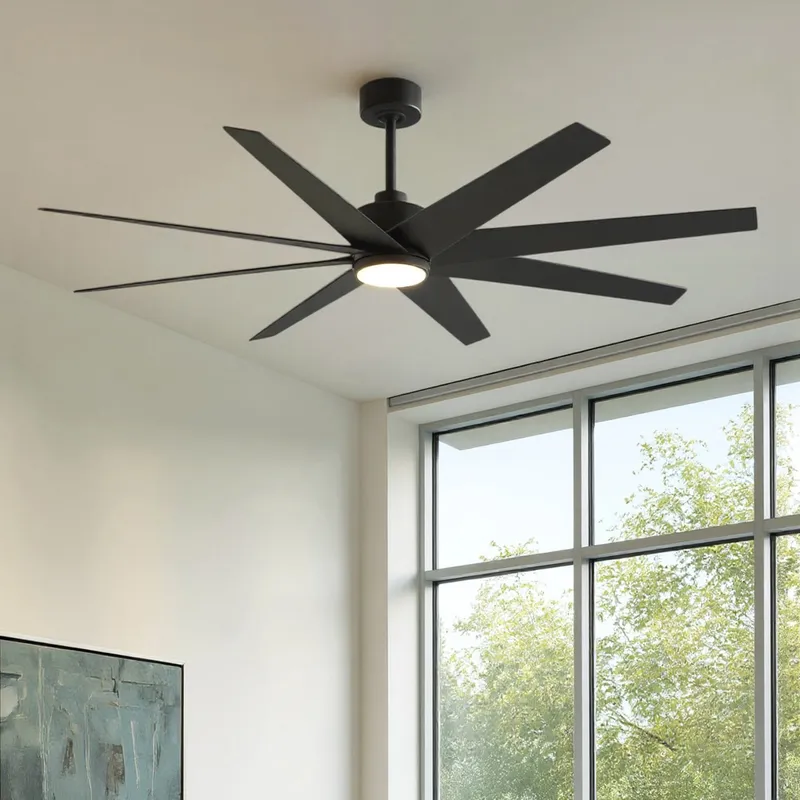 UMC9119 New Traditional Indoor/Outdoor Ceiling Fan, 9" (Plus Downrod) H x 64" W x 64" D, Matte Black Finish, Brivelle Collection — Urban Ambiance LED Post Top Lights 33.1W 6500K