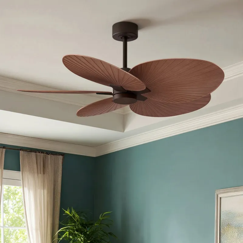 UMC9085 Natural Indoor/Outdoor Ceiling Fan, 8" (Plus Downrod) H x 48" W x 48" D, Textured Bronze Finish, Pelmere Collection — Urban Ambiance LED Lighting Controls 35.0W 