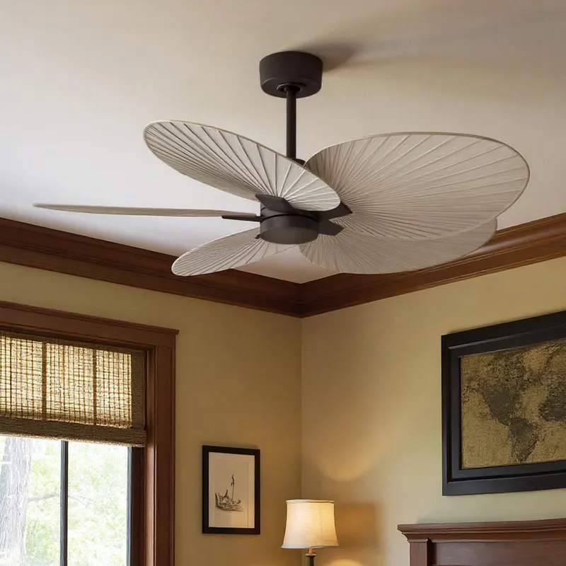 UMC9084 Farmhouse Indoor/Outdoor Ceiling Fan, 8" (Plus Downrod) H x 48" W x 48" D, Textured Bronze Finish, Pelmere Collection — Urban Ambiance LED Lighting Controls 35.0W 