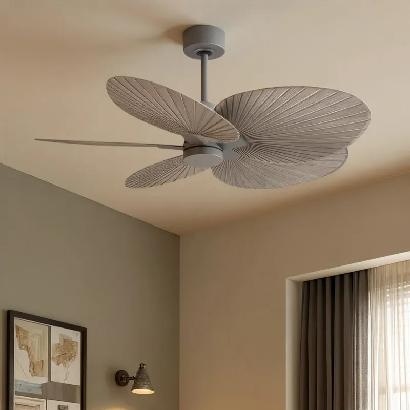 UMC9073 Bohemian Indoor/Outdoor Ceiling Fan, 8" (Plus Downrod) H x 48" W x 48" D, Brushed Nickel Finish, Pelmere Collection — Urban Ambiance LED Lighting Controls 35.0W 
