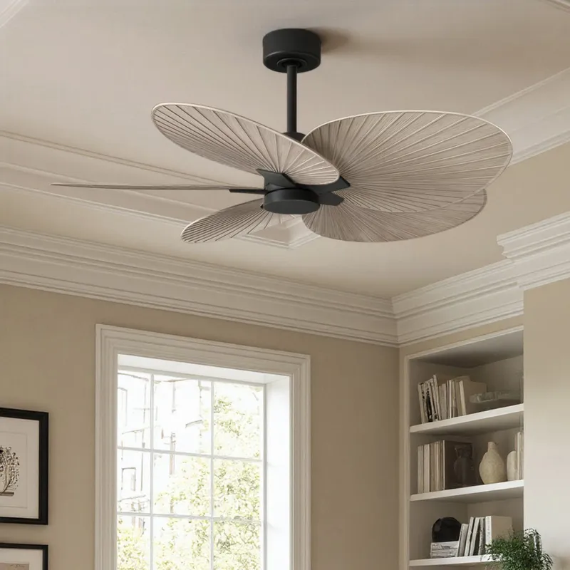 UMC9071 Modern Rustic Indoor/Outdoor Ceiling Fan, 8" (Plus Downrod) H x 48" W x 48" D, Matte Black Finish, Pelmere Collection — Urban Ambiance LED Lighting Controls 35.0W 