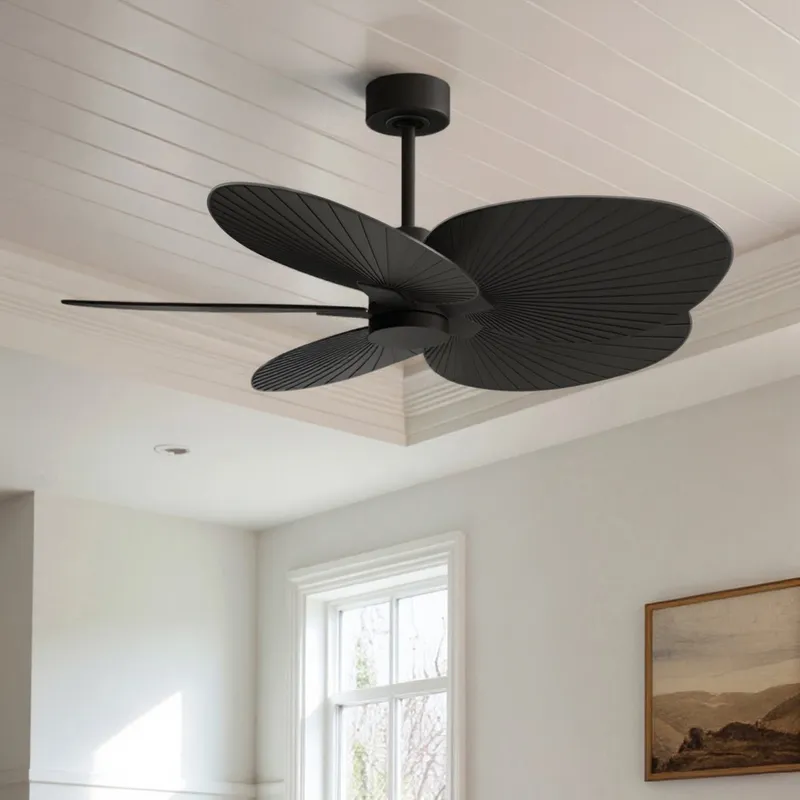 UMC9070 Natural Indoor/Outdoor Ceiling Fan, 8" (Plus Downrod) H x 48" W x 48" D, Matte Black Finish, Pelmere Collection — Urban Ambiance LED Lighting Controls 35.0W 