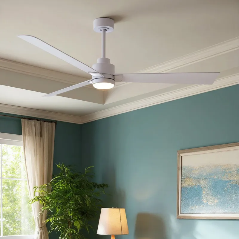 UMC9058 Modern Indoor/Outdoor Ceiling Fan, 8" (Plus Downrod) H x 56" W x 56" D, Matte White Finish, Drifthelm Collection — Urban Ambiance LED Post Top Lights 34.8W 6500K