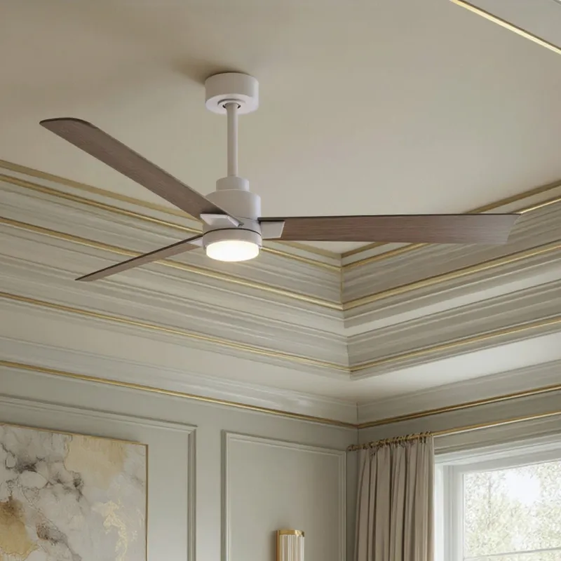 UMC9057 Minimalist Indoor/Outdoor Ceiling Fan, 8" (Plus Downrod) H x 56" W x 56" D, Matte White Finish, Drifthelm Collection — Urban Ambiance LED Post Top Lights 34.8W 6500K