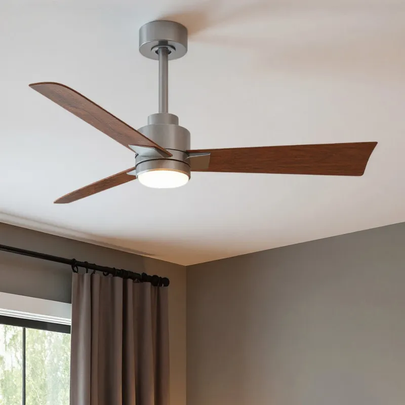 UMC9052 Contemporary Indoor/Outdoor Ceiling Fan, 8" (Plus Downrod) H x 42" W x 42" D, Brushed Nickel Finish, Drifthelm Collection — Urban Ambiance LED Post Top Lights 36.0W 2700K