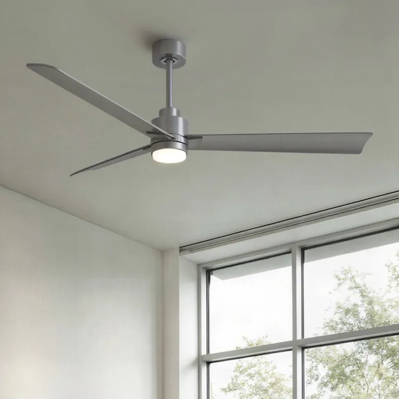 UMC9048 Modern Indoor/Outdoor Ceiling Fan, 8" (Plus Downrod) H x 56" W x 56" D, Brushed Nickel Finish, Drifthelm Collection — Urban Ambiance LED Post Top Lights 34.8W 6500K