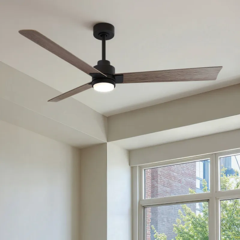 UMC9046 Scandinavian Indoor/Outdoor Ceiling Fan, 8" (Plus Downrod) H x 56" W x 56" D, Matte Black Finish, Drifthelm Collection — Urban Ambiance LED Post Top Lights 34.8W 6500K