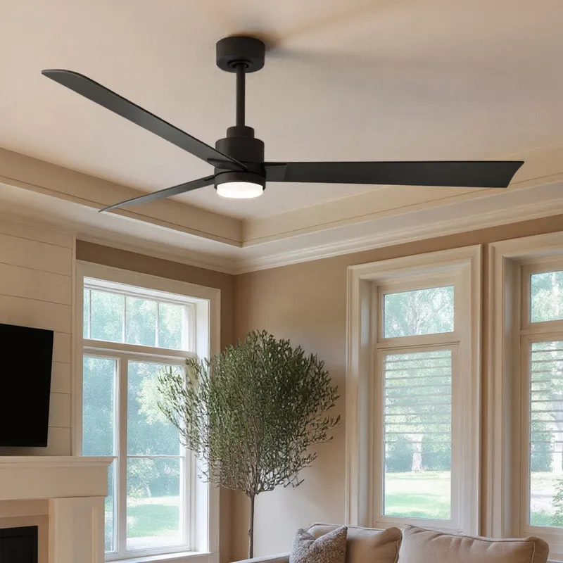 UMC9043 Modern Indoor/Outdoor Ceiling Fan, 8" (Plus Downrod) H x 56" W x 56" D, Matte Black Finish, Drifthelm Collection — Urban Ambiance LED Post Top Lights 34.8W 6500K
