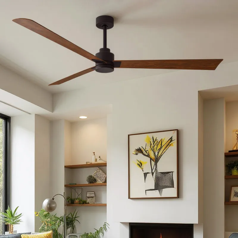 UMC9041 Contemporary Indoor/Outdoor Ceiling Fan, 8" (Plus Downrod) H x 72" W x 72" D, Textured Bronze Finish, Drifthelm Collection — Urban Ambiance LED Lighting Controls 34.4W 
