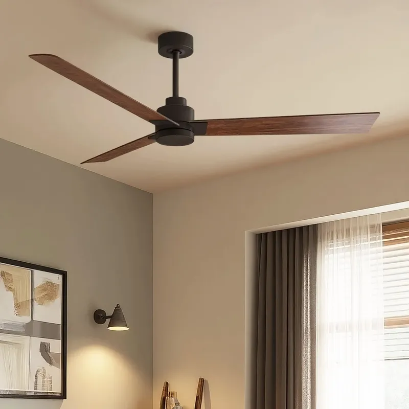 UMC9040 Scandinavian Indoor/Outdoor Ceiling Fan, 8" (Plus Downrod) H x 56" W x 56" D, Textured Bronze Finish, Drifthelm Collection — Urban Ambiance LED Lighting Controls 34.8W 