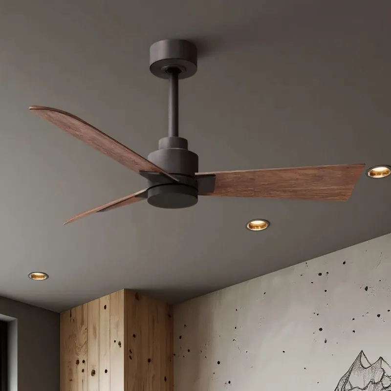 UMC9039 Contemporary Indoor/Outdoor Ceiling Fan, 8" (Plus Downrod) H x 42" W x 42" D, Textured Bronze Finish, Drifthelm Collection — Urban Ambiance LED Lighting Controls 36.0W 
