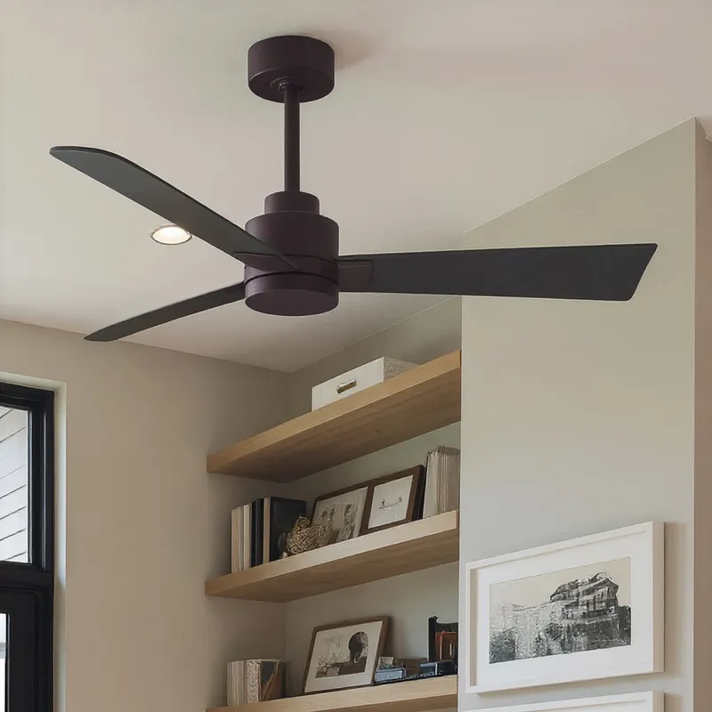 UMC9033 Modern Indoor/Outdoor Ceiling Fan, 8" (Plus Downrod) H x 42" W x 42" D, Textured Bronze Finish, Drifthelm Collection — Urban Ambiance LED Lighting Controls 36.0W 