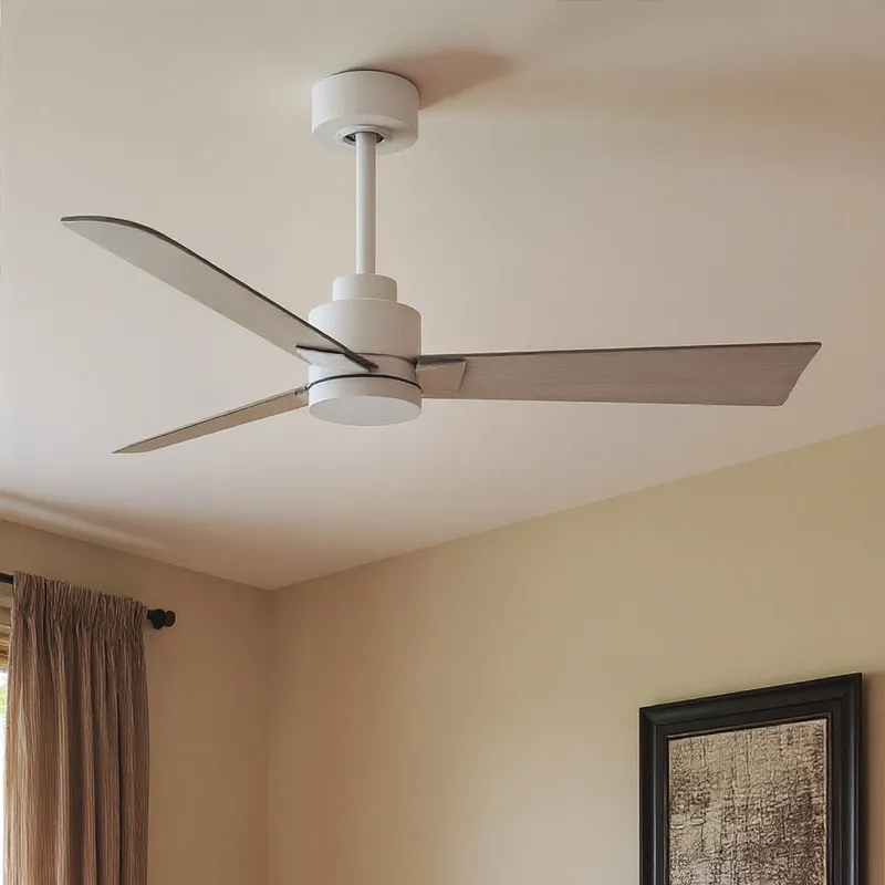 UMC9026 Modern Indoor/Outdoor Ceiling Fan, 8" (Plus Downrod) H x 42" W x 42" D, Matte White Finish, Drifthelm Collection — Urban Ambiance LED Lighting Controls 36.0W 