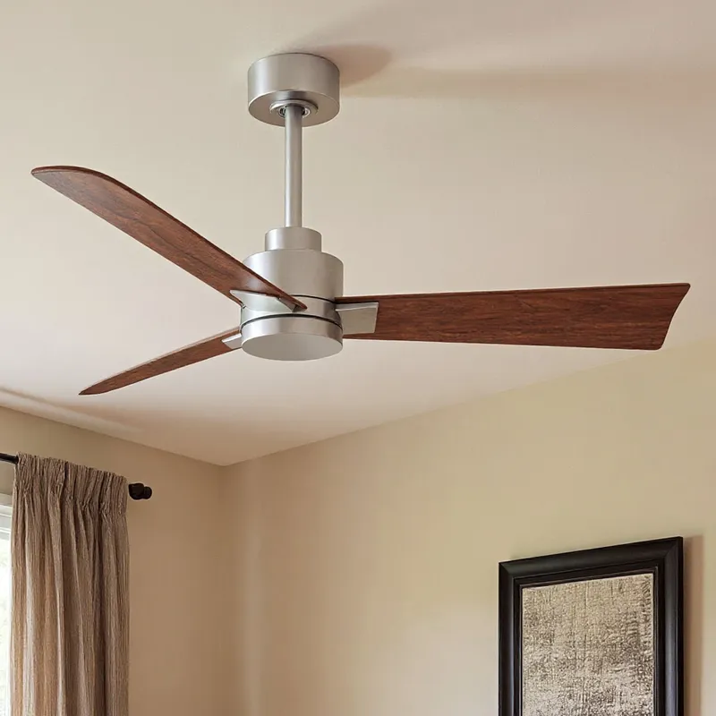 UMC9023 Modern Indoor/Outdoor Ceiling Fan, 8" (Plus Downrod) H x 42" W x 42" D, Brushed Nickel Finish, Drifthelm Collection — Urban Ambiance LED Lighting Controls 36.0W 