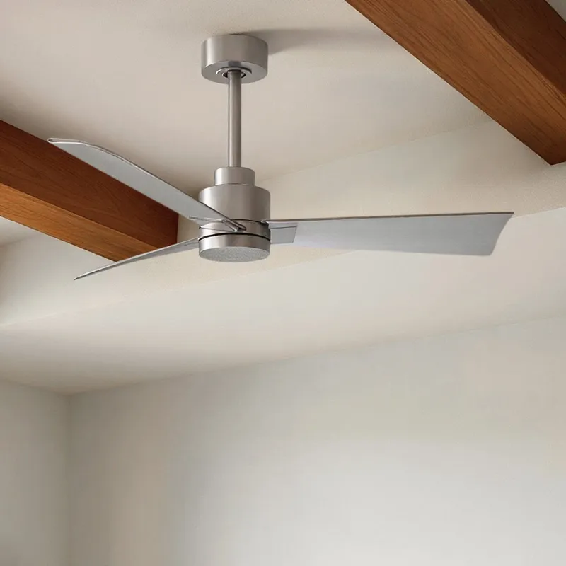 UMC9015 Contemporary Indoor/Outdoor Ceiling Fan, 8" (Plus Downrod) H x 42" W x 42" D, Brushed Nickel Finish, Drifthelm Collection — Urban Ambiance LED Lighting Controls 36.0W 