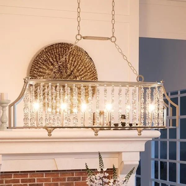 UHP2251 Mediterranean Island/Linear Chandelier, 13.75"H x 38"W, Antique Silver Finish, Lexington Collection — Urban Ambiance LED Linear Lights  3000K