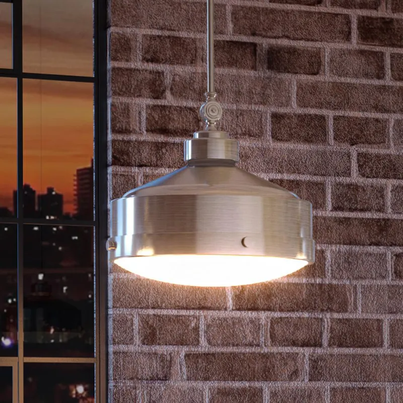 UHP3570 Urban Loft Pendant Light, 13.375"H x 14.75"W, Brushed Nickel Finish, Dothan Collection — Urban Ambiance LED Landscape Lights  3000K