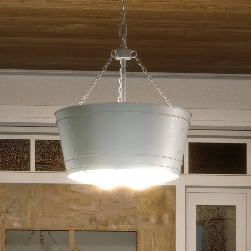 UHP1251 Farmhouse Outdoor Chandelier, 18.875"H x 17.75"W, Galvanized Steel Finish, Newton Collection — Urban Ambiance LED Landscape Lights  3000K