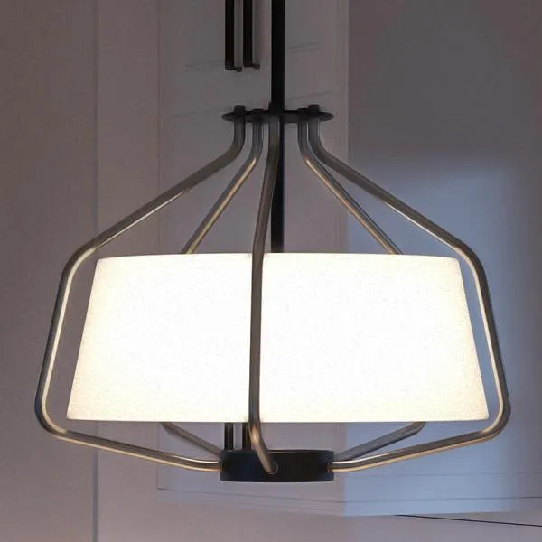 UHP2497 Mid-Century Modern Industrial Chandelier / Ceiling Fixture, 13-1/4"H x 16"W, Brushed Nickel Finish, Palma Collection — Urban Ambiance LED Landscape Lights  3000K