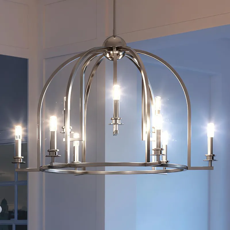UHP3054 Colonial Chandelier, 20.875"H x 30"W, Polished Nickel Finish, Somerville Collection — Urban Ambiance LED Landscape Lights  3000K