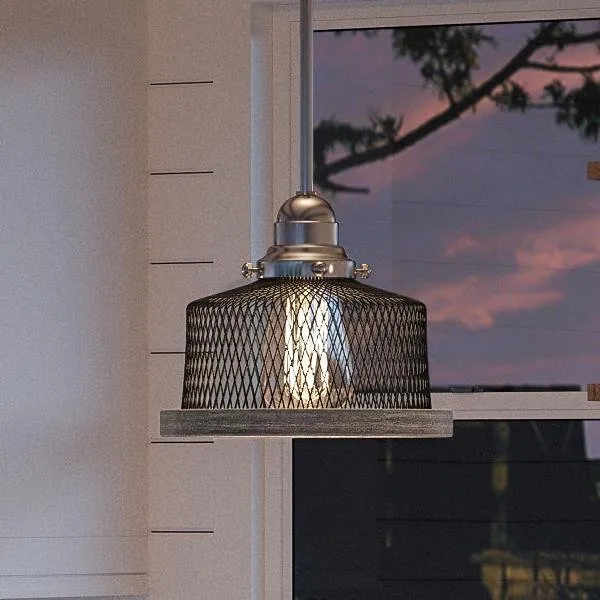 UHP2730 Vintage Pendant Light, 7"H x 8"W, Brushed Nickel Finish, Eugene Collection — Urban Ambiance LED Landscape Lights  3000K