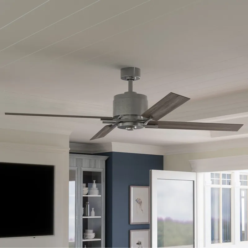 UHP9062 Urban Loft Indoor Ceiling Fan, 15.4"H x 56"W, Galvanized Steel, Amelia Collection — Urban Ambiance LED Post Top Lights 21.0W 