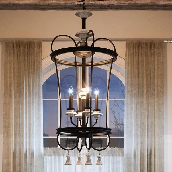 UHP2103 French Rustic Chandelier, 42.125"H x 18.75"W, Ancient Bronze Finish, Alicante Collection — Urban Ambiance LED Landscape Lights  3000K